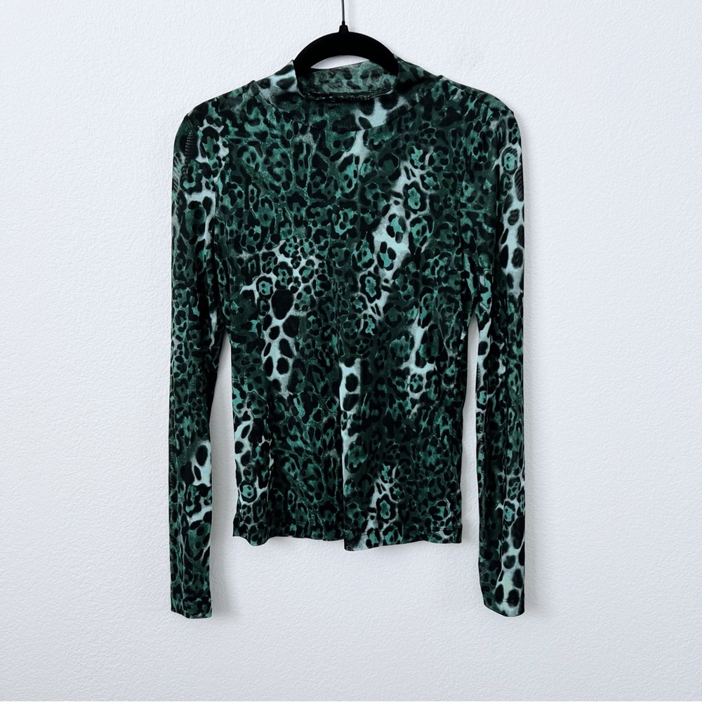Whistles Green Night Cat Mesh Top